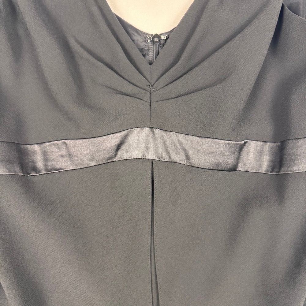 Jones New York Cocktail Dress Womens 4 Black Silk Trim V-Neck Chiffon - Picture 7 of 8